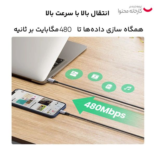 کابل تبدیل USB-C به لایتنینگ یوگرین مدل US304 طول 2 متر