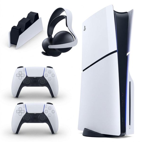 کنسول بازی سونی مدل PlayStation 5 Slim ظرفیت یک ترابایت ریجن 2016A اروپا به همراه دسته اضافی و پایه شارژر و هدست Elite