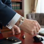 دستبند چرم طبیعی مردانه بند باریک برسانو مدل آریانا کد 4622