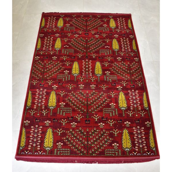 نقشه درخت زندگی _ فرش ماشینی تراکم 1000 رنگ لاکی 4متری BCF