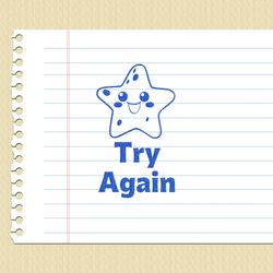 مهر تشویقی انگلیسی - try again ستاره