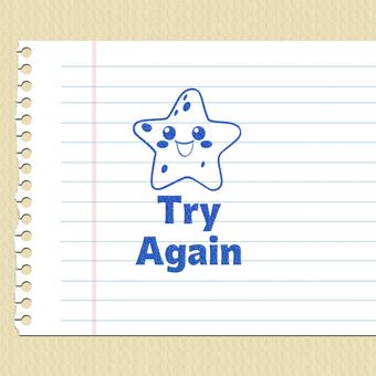 مهر تشویقی انگلیسی - try again ستاره