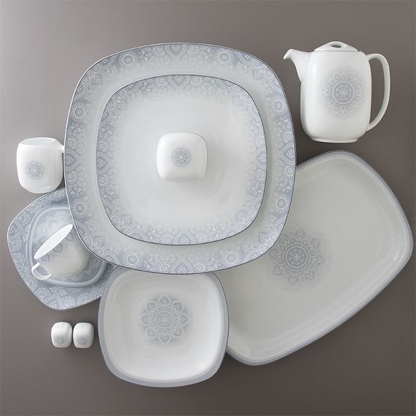 سرویس غذاخوری 73 پارچه 12 نفر چینی زرین ایران مدل کواترو ادلین درجه یک