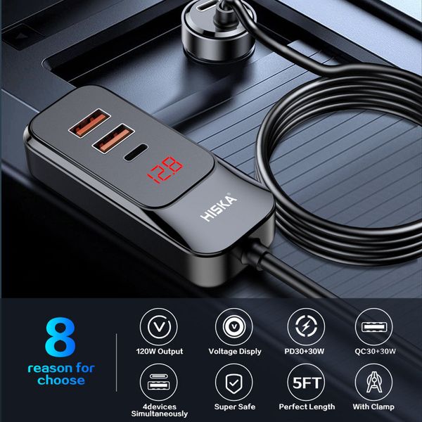 شارژر فندکی 120 وات هیسکا مدل HCC-327