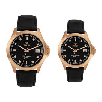 ست ساعت مچی عقربه‌ای کوارتز زنانه و مردانه ویولت مدل Vr.58906