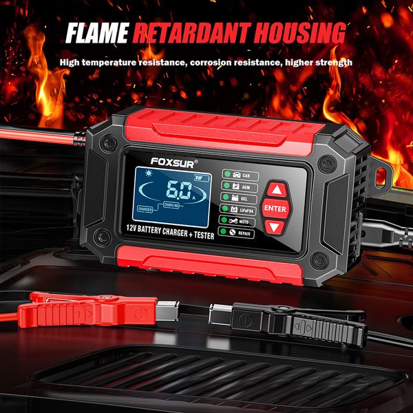 شارژر و تستر باتری خودرو فاکسسور مدل SMART-2IN1-12V6A گارانتی