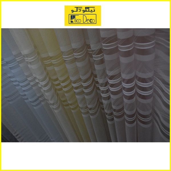 پرده تیکو دکو مدل حریر نازک ژرسه سه لاین ژوردار سایز 140*280 سانتی متر تک