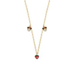 گردنبند طلا 18 عیار بچگانه گالری طلا مریم اکرمی مدل زنجیر و میکی توت فرنگی