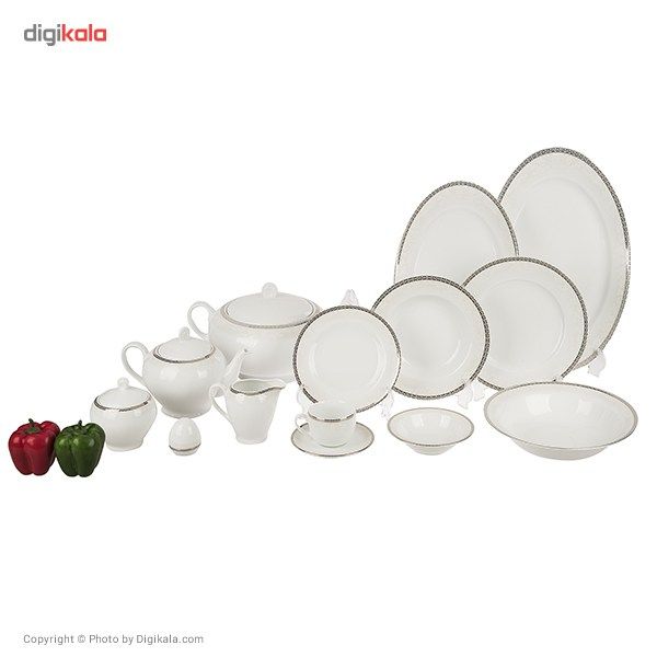 سرویس غذاخوری 102 پارچه چینی زرین ایران سری ایتالیا اف مدل Riva درجه یک