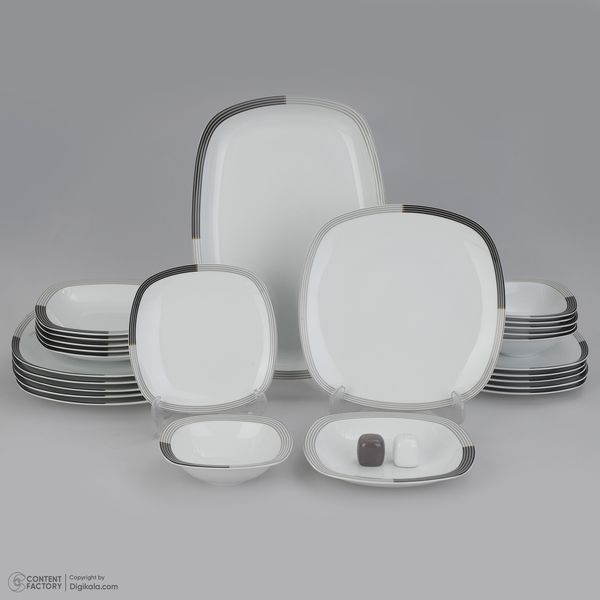 سرویس غذاخوری 27 پارچه 6 نفر چینی زرین ایران مدل وگاس اوریت سری کواترو درجه عالی