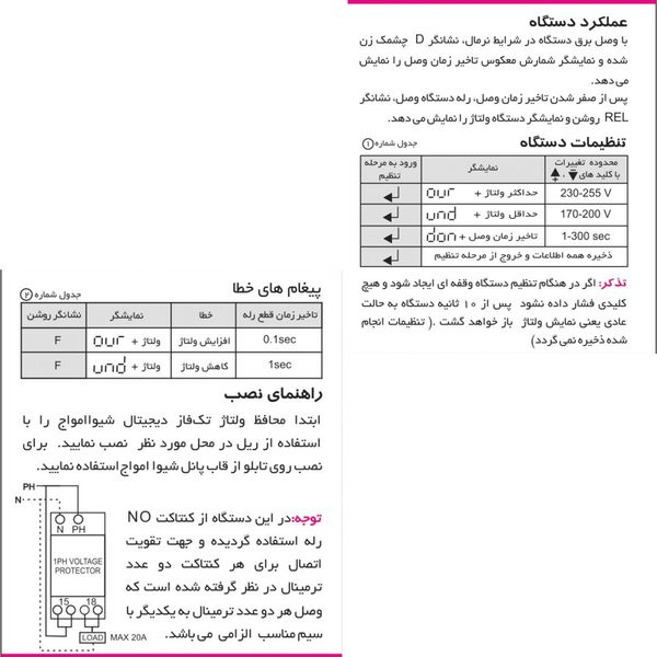 محافظ ولتاژ شیوا امواج مدل VPJN-20