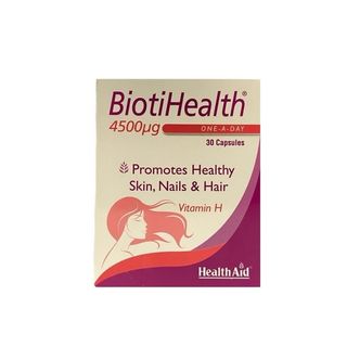 کپسول بیوتین 4500 میکروگرم هلث اید مدل BiotiHealth تقویت‌کننده مو، ناخن و پوست با جذب بالا و مناسب برای جلوگیری از ریزش مو *345