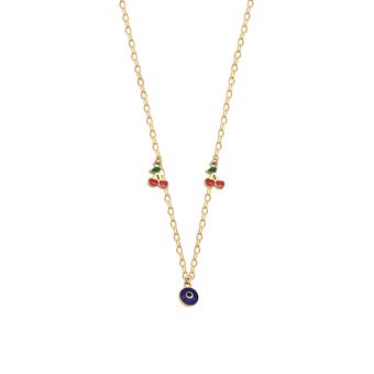 گردنبند طلا 18 عیار دخترانه گالری طلا مریم اکرمی مدل زنجیر و دو گیلاس