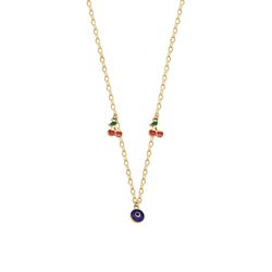 گردنبند طلا 18 عیار دخترانه گالری طلا مریم اکرمی مدل زنجیر و دو گیلاس