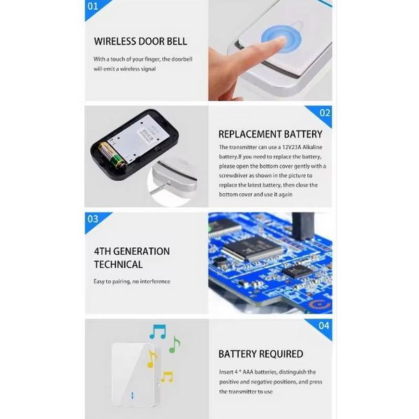 زنگ بی سیم مدل 2Q489-BB به همراه شستی