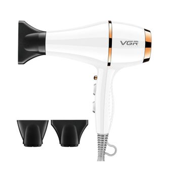 سشوار حرفه‌ای وی جی ار مدل V-414، موتور AC با توان مصرفی 2200 وات، دارای فناوری تولید یون، دارای حلقه آویختن، با حالت صاف‌کننده