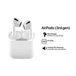 هدفون بلوتوثی اپل مدل AirPods 3 با نویز کنسلینگ میکروفون (ENC)، درگاه شارژ لایتنینگ، دارای سنسور تشخیص پوست و پشتیبانی از فرمان 