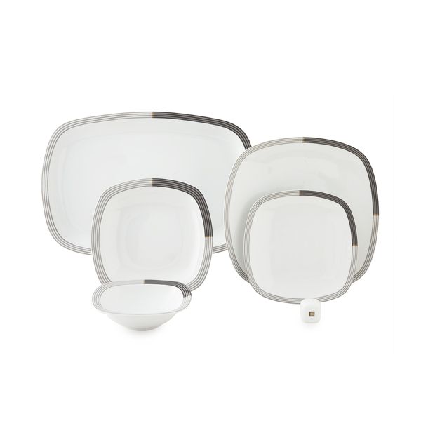 سرویس غذاخوری 27 پارچه چینی زرین ایران سری کواترو مدل وگاس اوریت درجه یک