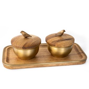 قندان گلدکیش مدل گلدن برد کد GK829476 بسته 2 عددی به همراه سینی