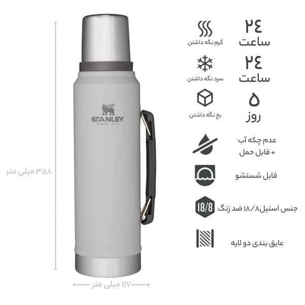 فلاسک استنلی مدل CLASSIC LEGENDARY کد F2022 گنجایش 35.8x9.4x11.7 لیتر