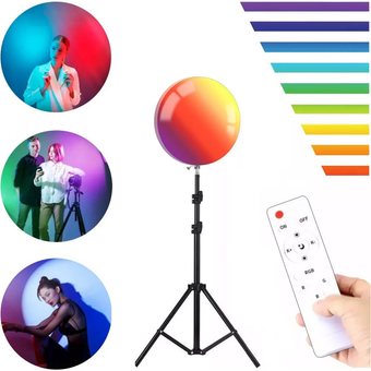 پنل نوری آر جی بی سافت لایت پرتابل(قابل حمل) با سه پایه دو متری جمع شونده LED RGB دایره‌ای مدل CS-2600