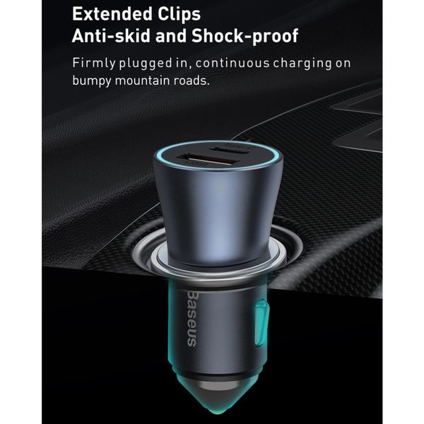 شارژر فندکی 40w دو پورت باسئوس