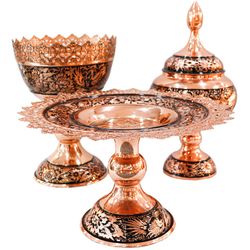 ست 3 تکه پذیرایی مسی مدل الماس تراش کد 373430half