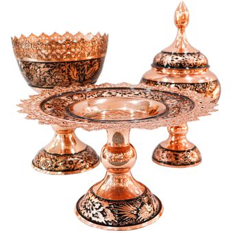 ست 3 تکه پذیرایی مسی مدل الماس تراش کد 373430half