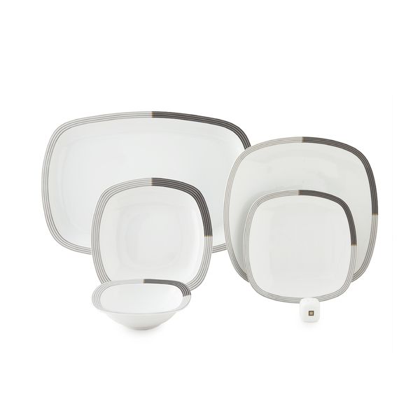 سرویس غذاخوری 27 پارچه چینی زرین ایران سری کواترو مدل وگاس اوریت درجه یک