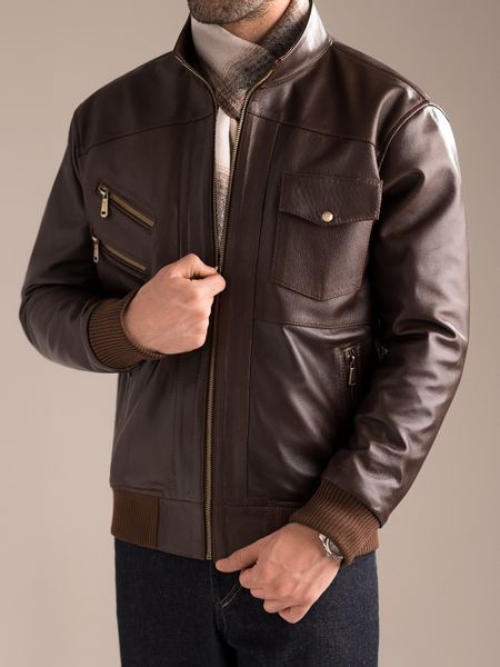 کاپشن چرم طبیعی کارلوتی کد  j200