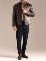 کاپشن چرم طبیعی قهوه ای کارلوتی کد j197