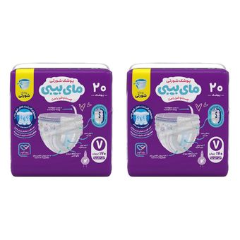 پوشک شورتی مای بیبی مدل کانال دار سایز 7 دو بسته 20 عددی