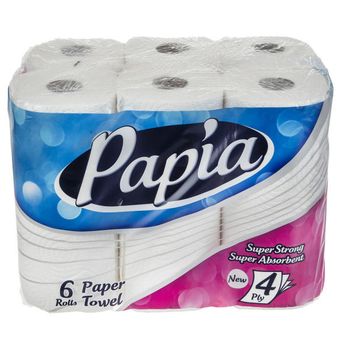 دستمال حوله ای پاپیا مدل اقتصادی بسته 6 عددی