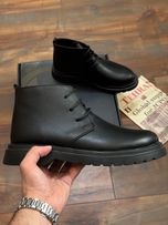 نیم بوت چرم طبیعی سه بند مشکی sho158