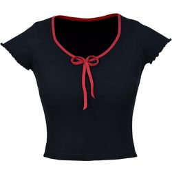 کراپ‌ تی‌شرت آستین کوتاه زنانه دل آویز مدل H371