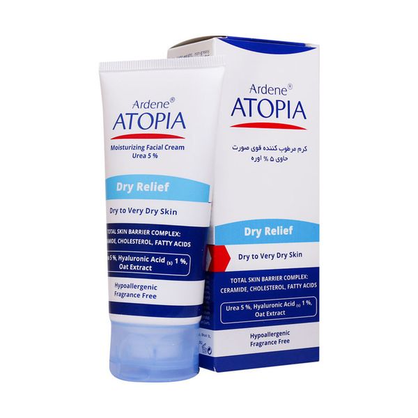 کرم مرطوب‌کننده صورت آردن آتوپیا مدل Dry Relief حجم 50 میلی‌لیتر