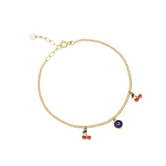 دستبند طلا 18 عیار بچگانه گالری طلای مریم اکرمی مدل کارتیه و دو گیلاس