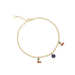 دستبند طلا 18 عیار بچگانه گالری طلای مریم اکرمی مدل کارتیه و دو گیلاس