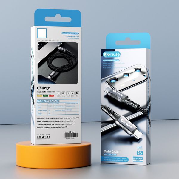 کابل دو سر USB-C بنیوس 60 وات مدل BE-CA04 طول 1متر