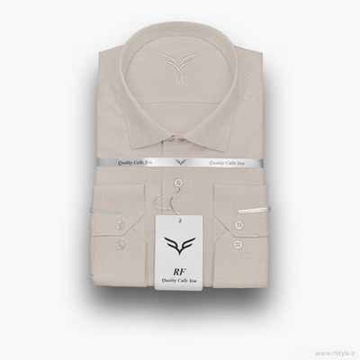 پیراهن مردانه کرم استخوانی پارچه فلورا