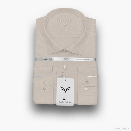 پیراهن مردانه کرم استخوانی پارچه فلورا