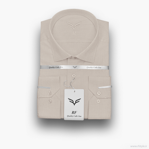 پیراهن مردانه کرم استخوانی پارچه فلورا