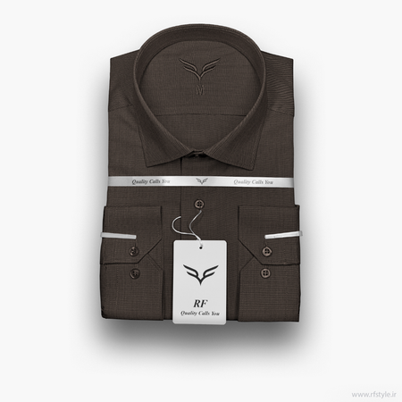 پیراهن مردانه قهوه‌ای سوخته پارچه فلورا