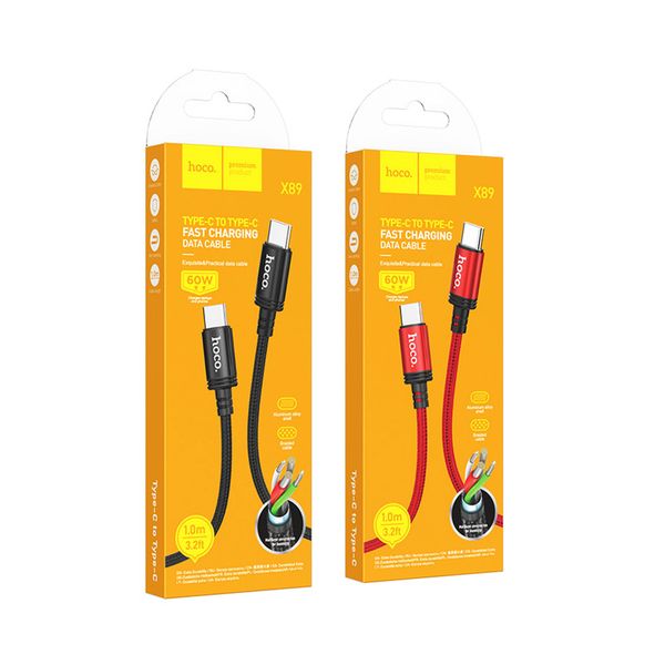 کابل تبدیل USB-C به USB-C هوکو مدل X89 60W طول 1 متر با گارانتی شرکتی