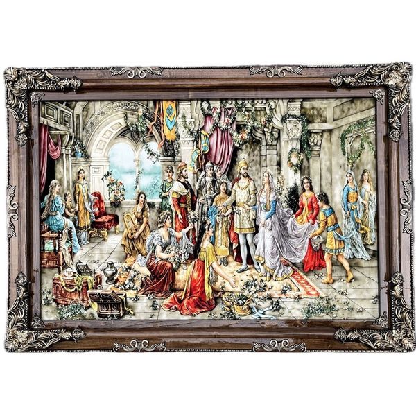 تابلو فرش تاجگذاری سلیمان سایز 100x140