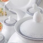 سرویس غذاخوری 108 پارچه 12 نفر چینی زرین ایران مدل وایت رز سری شهرزاد درجه یک