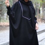 مانتو زنانه مدل عبایی پاییزی مخمل کبربتی رنگ مشکی