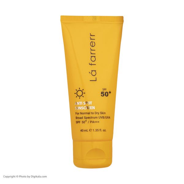کرم ضدآفتاب و ضدلک بیرنگ لافارر مدل SPF50، مناسب پوستهای خشک و معمولی، حجم 40 میلیلیتر