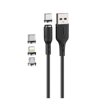کابل تبدیل USB به MicroUSB/USB-C/لایتنینگ دنمن مدل D18E طول 1 متر