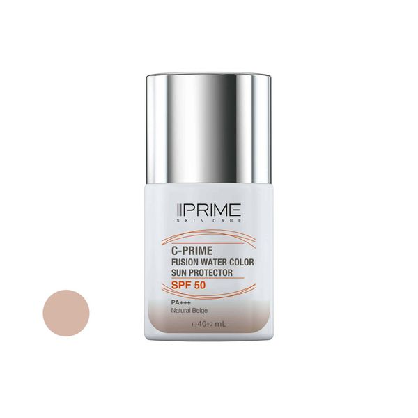 فلوئید ضد آفتاب رنگی پرایم، SPF 50، مدل فیوژن واتر، مناسب انواع پوست با تنالیته متوسط و حجم 40 میلی لیتر، محافظتکننده در برابر